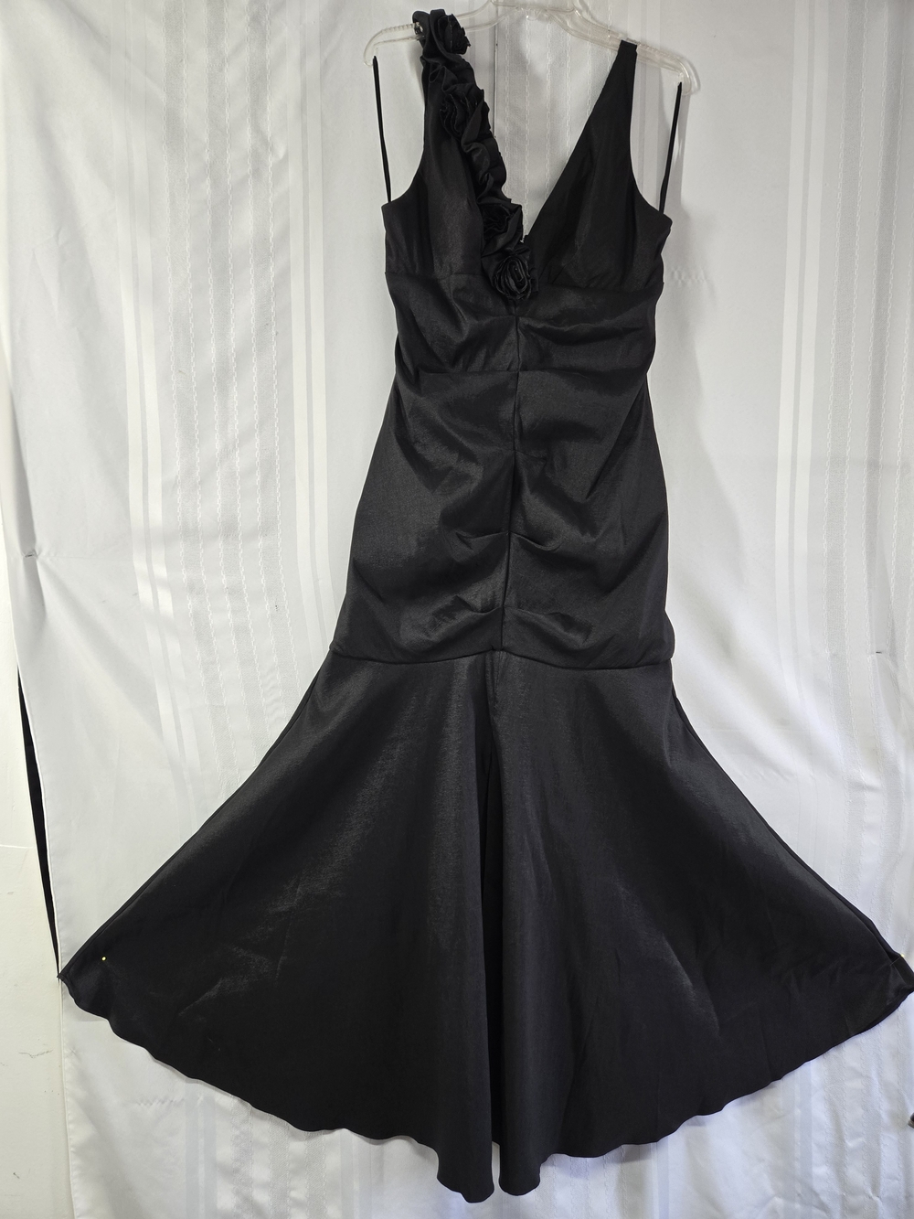 VINTAGE WOMENS Black One-Shoulder Ruffle Evening Gown SIZE 2X